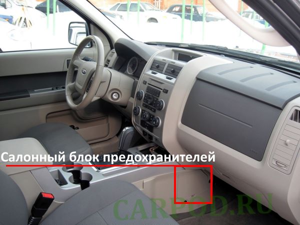 Местонахождение блока предохранителей в салоне автомобиля.